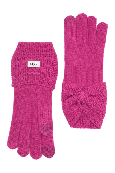 Ugg Bow Wool Blend Tech Glove In Fuchsia