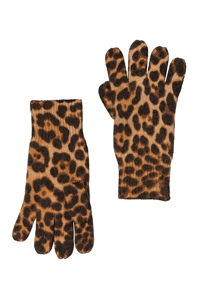 Amicale Cashmere Animal Print Gloves In 258cammt