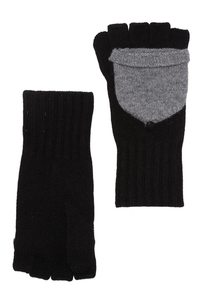 Quinn Colorblock Pop Top Cashmere Gloves In Black/ Ivory