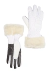 Ugg Genuine Dyed Shearling Trim Tech Gloves In White