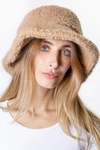 Just Jamie Teddy Bucket Hat In Taupe