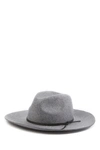 Phenix Wide Brim Wool & Leather Fedora In Light Grey