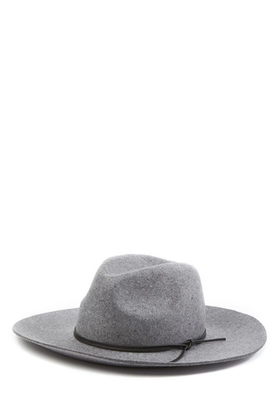 Phenix Wide Brim Wool & Leather Fedora In Light Grey