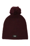 Ugg Yarn Pompom Knit Beanie In Port