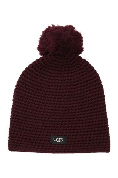 Ugg Yarn Pompom Knit Beanie In Port