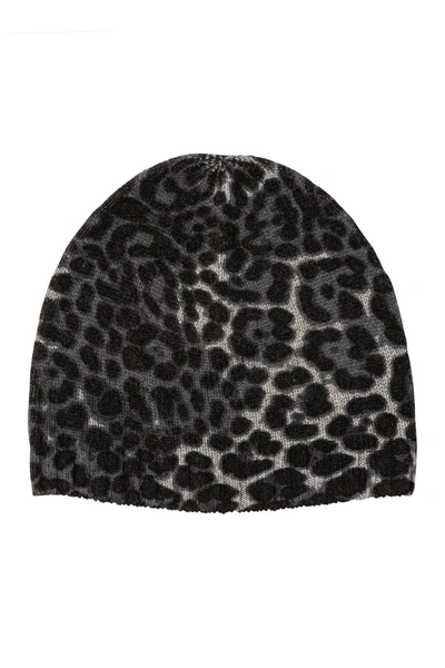 Amicale Cashmere Animal Print Beanie In 020gry