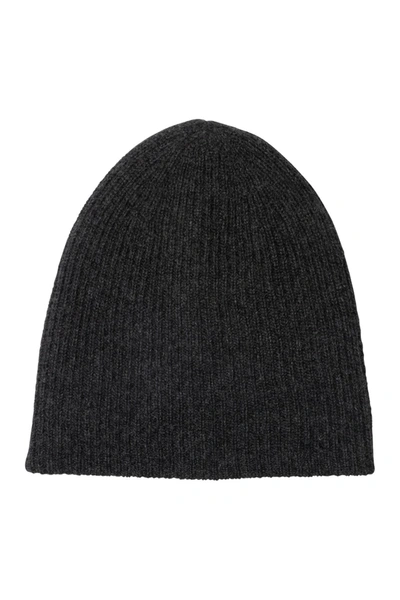 Amicale Cashmere Double Layer Rib Knit Hat In 010chr