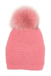 Kyi Kyi Genuine Fox Fur Pompom Knit Beanie In Rosewood