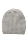 Portolano Rib Knit Cashmere Beanie In Lt Ht Grey