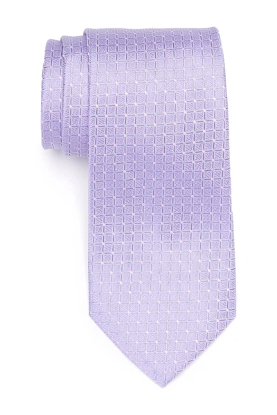 Calvin Klein Micro Grid Silk Tie In Purple