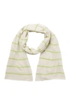 Portolano Striped Wool Blend Scarf In Snow Wht/lime