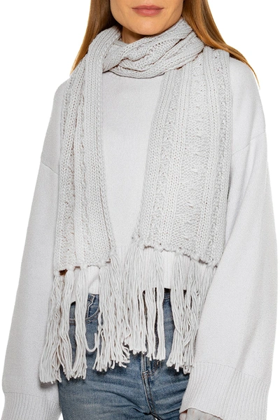 Alexia Admor Rosie Cable Knit Fringe Scarf In Grey