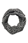 Portolano Leopard Print Infinity Scarf In Black-light Heather Grey