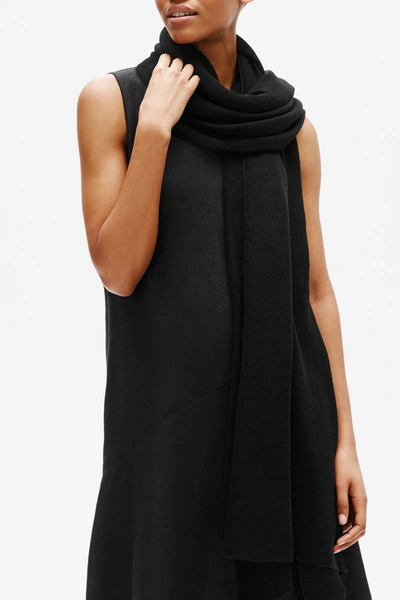 Eileen Fisher Fine Organic Linen Crepe Knit Scarf In Black