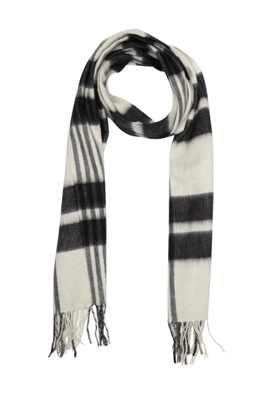 Quinn Plaid Cashmere Fringe Scarf In Ivory/black