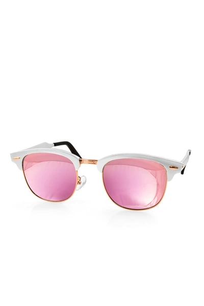 Aqs Milo 49mm Clubmaster Sunglasses In Silver-rose