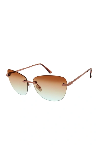 TRUE RELIGION Geometric Rimless Sunglasses HJ2143 - Rimless Hexagon Gradient Gold-Temple Sunglasses  main image 4