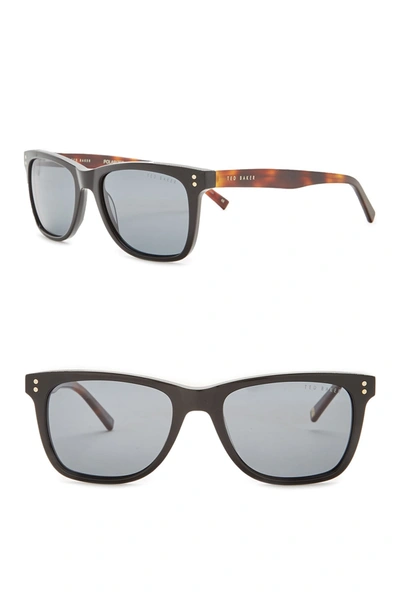 Ted Baker 53mm Polarized Acetate Frame Square Sunglasses In Black