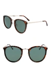 Cole Haan 52mm Thin Retro Round Sunglasses In Tortoise
