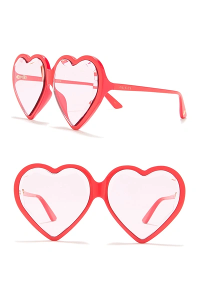 Gucci 62mm Heart Sunglasses In Shiny Red