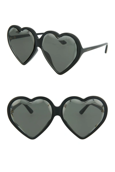 Gucci Novelty 62mm Heart Sunglasses In Shiny Black