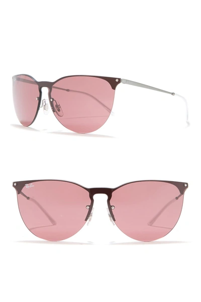 Ray Ban 41mm Phantos Rubber Aviator Sunglasses In Dark Violet