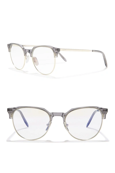 Diff Eyewear Kira 57mm Round Blue Light Blocking Glasses In Silver/clear