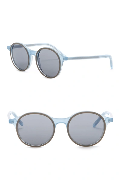 Tomas Maier 49mm Acetate Frame Round Sunglasses In Grey-light-blue