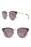 Gucci 56mm Core Sunglasses In Matte Black Shiny Silver