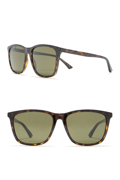 Gucci 58mm Square Sunglasses In Havana Havana Green