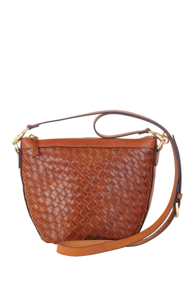 Most Wanted Usa The Carry All Essential Woven Leather Crossbody Bag In Tan
