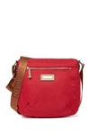 Calvin Klein Belfast Dressy Leather Trimmed Nylon Messenger Bag In Red