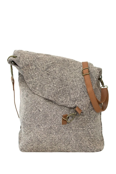 Vintage Addiction Foldover Jute Crossbody Bag In Grey