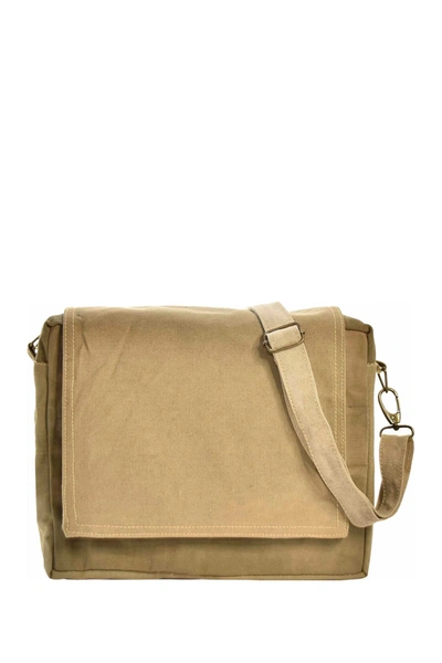 Vintage Addiction Recycled Military Tent Crossbody Bag In Earthtone