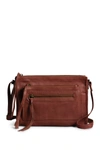 Day & Mood Anni Multi Zip Leather Crossbody Bag In Warm Brown