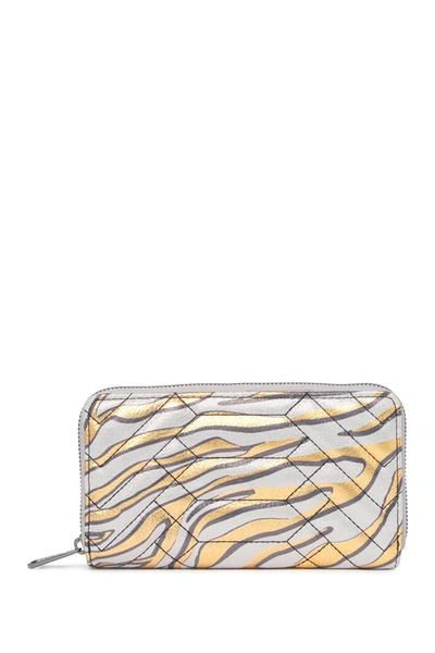 Aimee Kestenberg Zip Around Quilted Wallet In Metallic Zebra