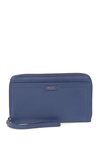 Tumi Leather Travel Wallet In Navy