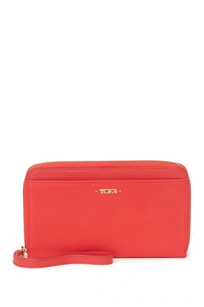 Tumi Leather Travel Wallet In Ultra Red