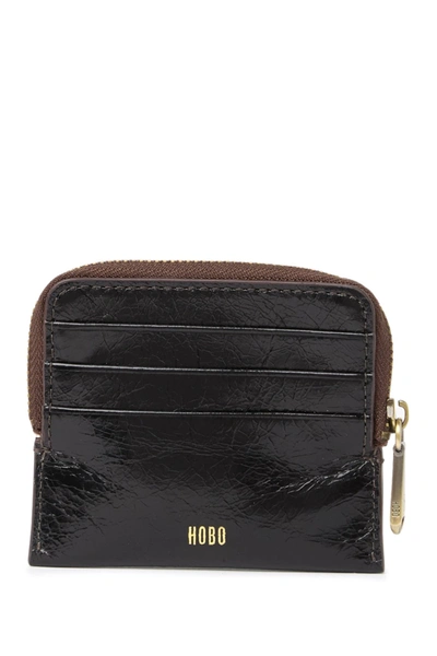 Hobo Ease Croc Embossed Leather Zip Pouch In Black