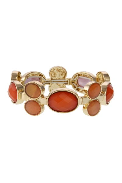 Laundry By Shelli Segal Cabochon Stone Stretch Bracelet In Coral
