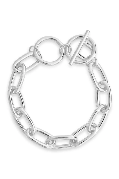 Sterling Forever Rhodium Plated Linked Bracelet In Silver