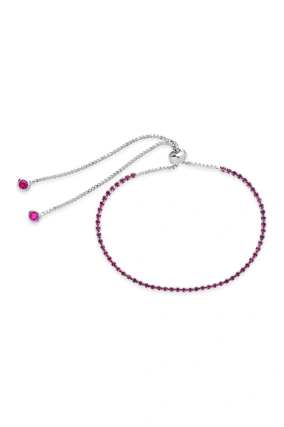 Sterling Forever Fuchsia Cz Slider Bracelet In Silver