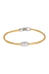 ALOR 18K YELLOW GOLD PLATED STAINLESS STEEL PAVE STONE TWISTED WIRE BANGLE BRACELET,649276286420