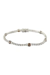 Suzy Levian Sterling Silver Chocolate Cz Station Bracelet In White