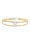 ALOR 18K WHITE GOLD PAVE DIAMOND 'X' & YELLOW STAINLESS STEEL CABLE BRACELET,649276287328