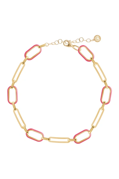Gab+cos Designs 14k Gold Plated Soft Serve Neon Pink Box Chain Anklet