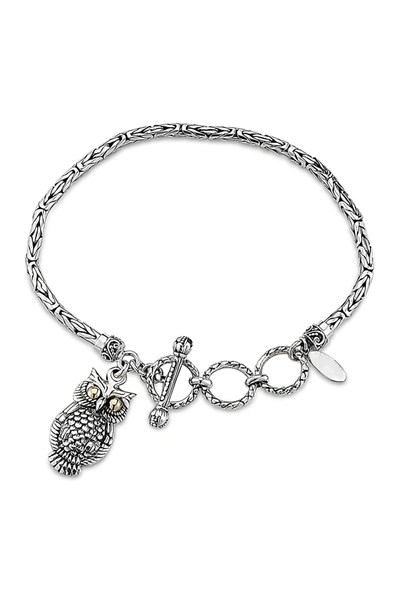 Samuel B Jewelry Samuel B. Sterling Silver & 18k Yellow Gold Owl Charm Bracelet In Silver-gold