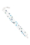Samuel B Jewelry Sterling Silver Bezel Set Gemstone Multi Strand Bracelet In Silver-blue-multi