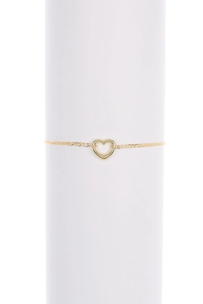 Candela 10k Yellow Gold Heart Charm Double Chain Bracelet