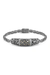 Devata Sterling Silver Dragon Skin Bali Filigree Byzantine Oval Chain Bracelet In Silver-gold